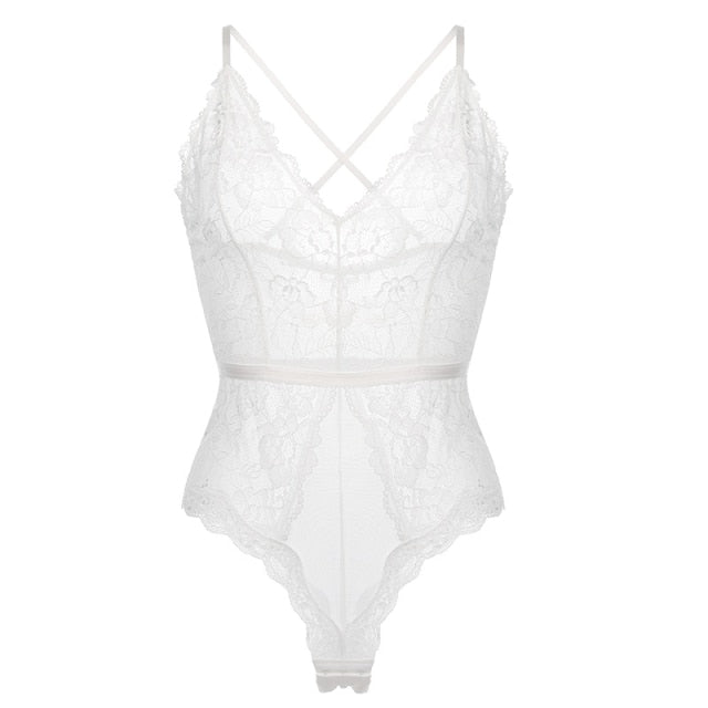 Baroque Style Translucent Back Lace Bodysuit