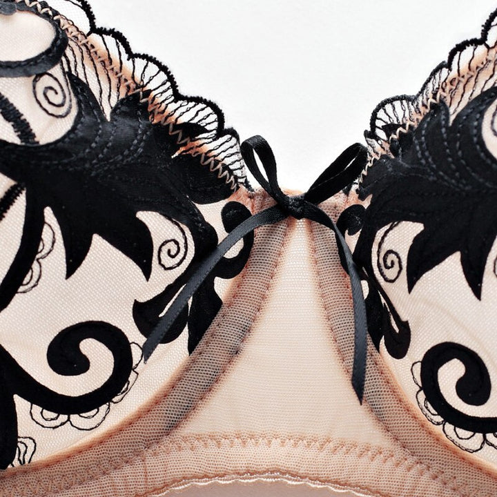 Cheeky Ultra-Thin See-Thru Embroidered Bra And Panty Set