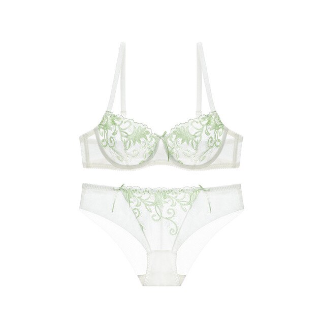 Cheeky Ultra-Thin See-Thru Embroidered Bra And Panty Set