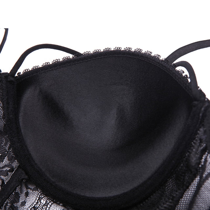 Eyelash Sheer Lace Corset + Panties Set