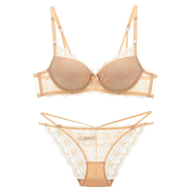 Summer Moods Sexy Deep V Bra + Lacy Panty set