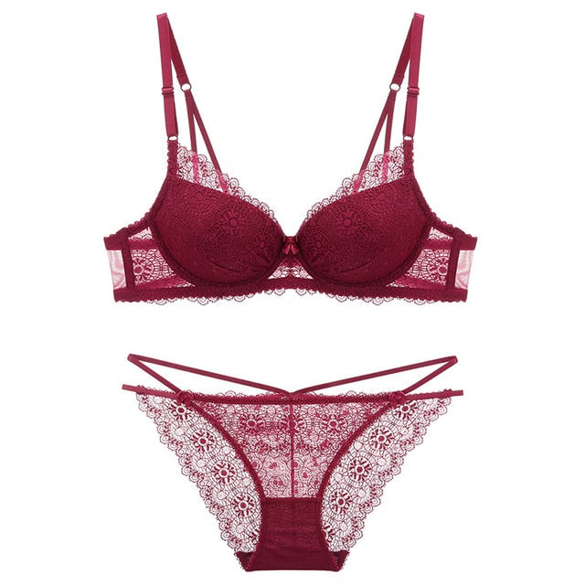 Summer Moods Sexy Deep V Bra + Lacy Panty set