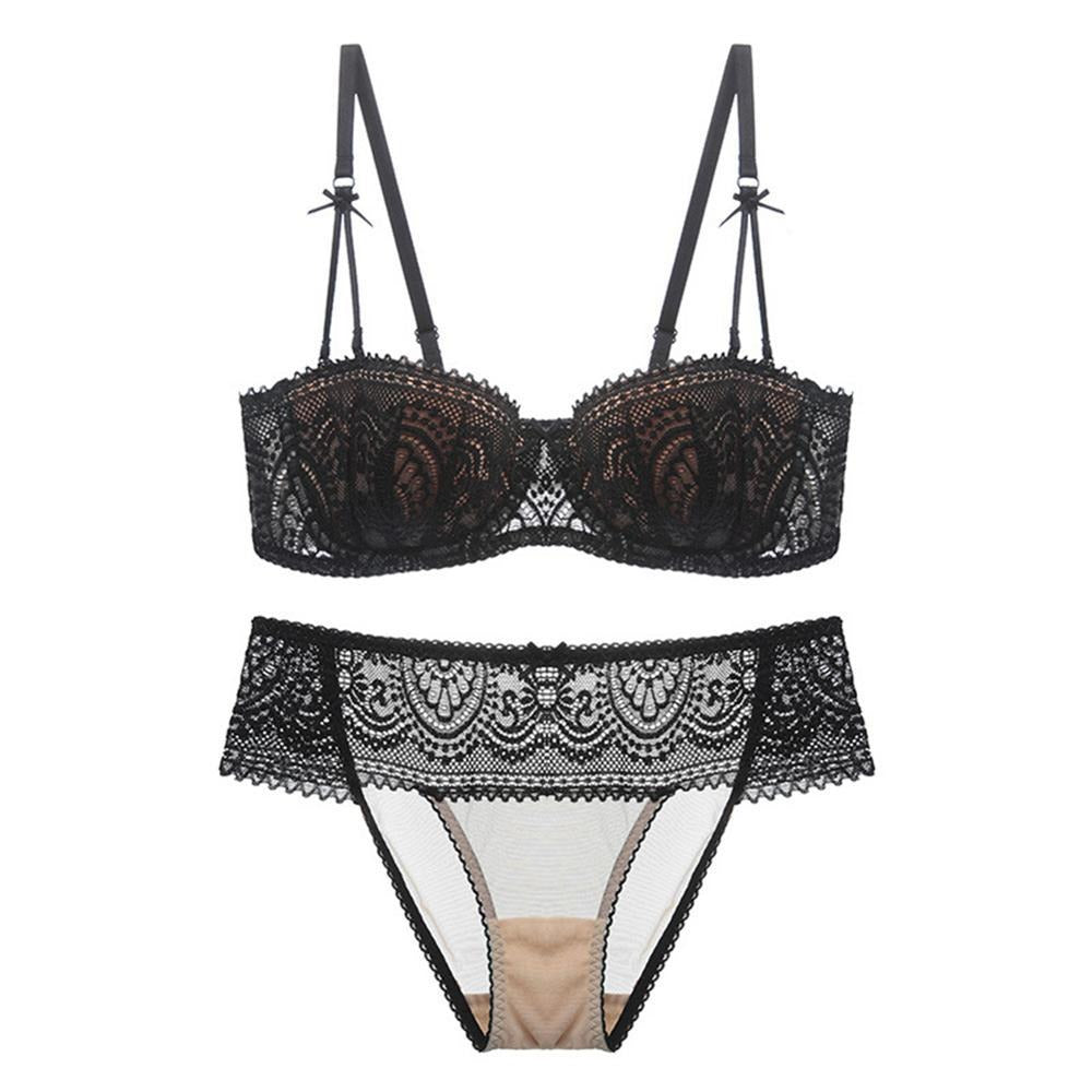 Intricate & Playful Half Cup Padded Lace Bra + Panty Set