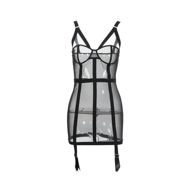 Seductive Strappy See Thru Bodysuit