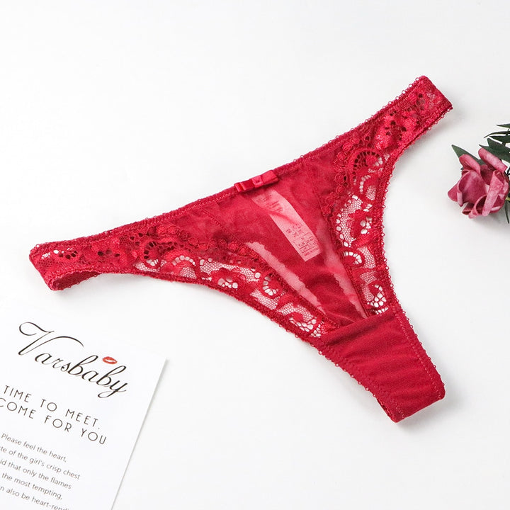 Floral Half Cup Bra With Matching Lace Thong