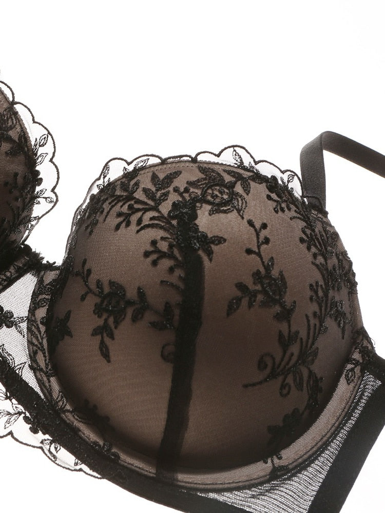 Strappy Flank Sexy Bra & Panties Set With Padded Cup