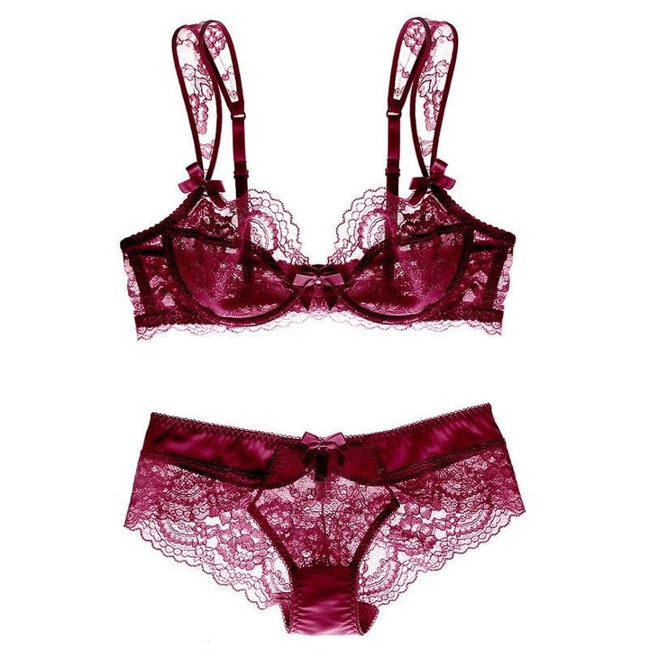 Thin & Slimming Ultra-thin Floral Lace Bra and Panty Set