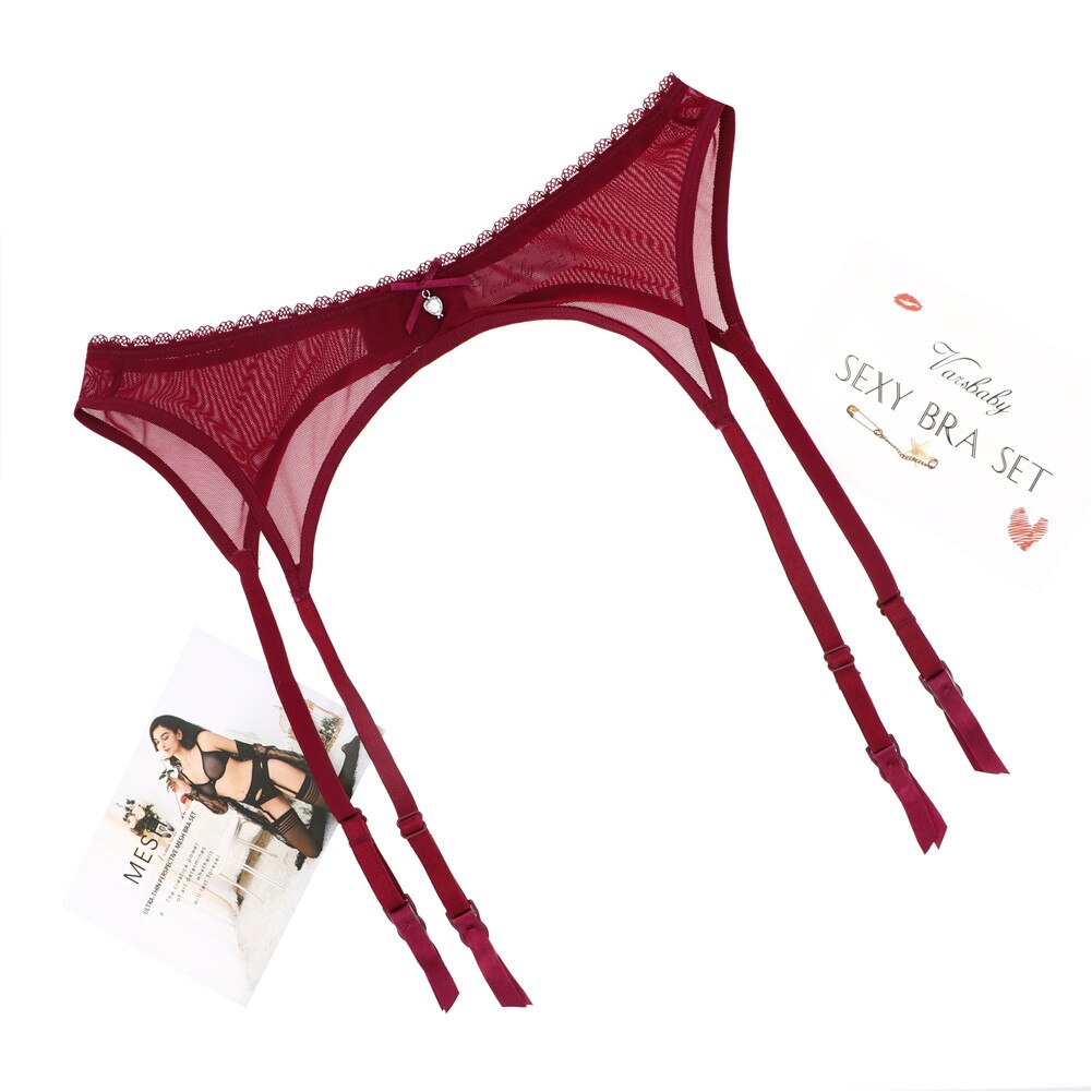 Ultra Thin See-Through 3/4 Cup Bra With Matching Thong, Garter, Stockings With Lace See Thru Robe