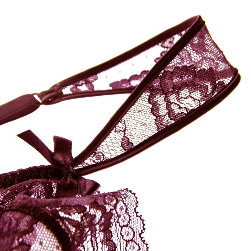 Thin & Slimming Ultra-thin Floral Lace Bra and Panty Set