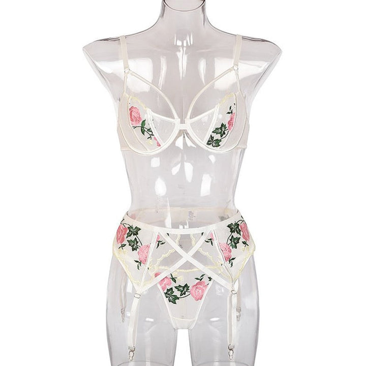 Embroidered Roses Translucent Two Piece