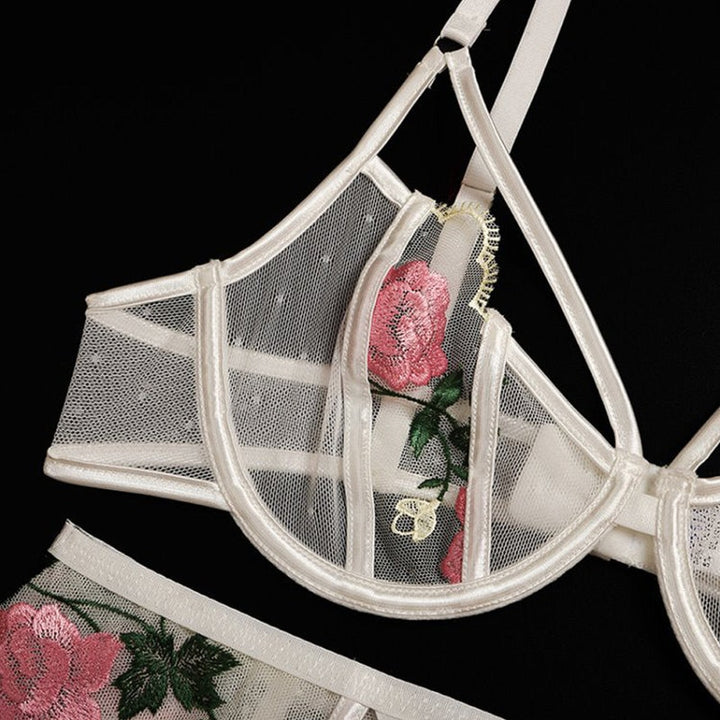 Embroidered Roses Translucent Two Piece