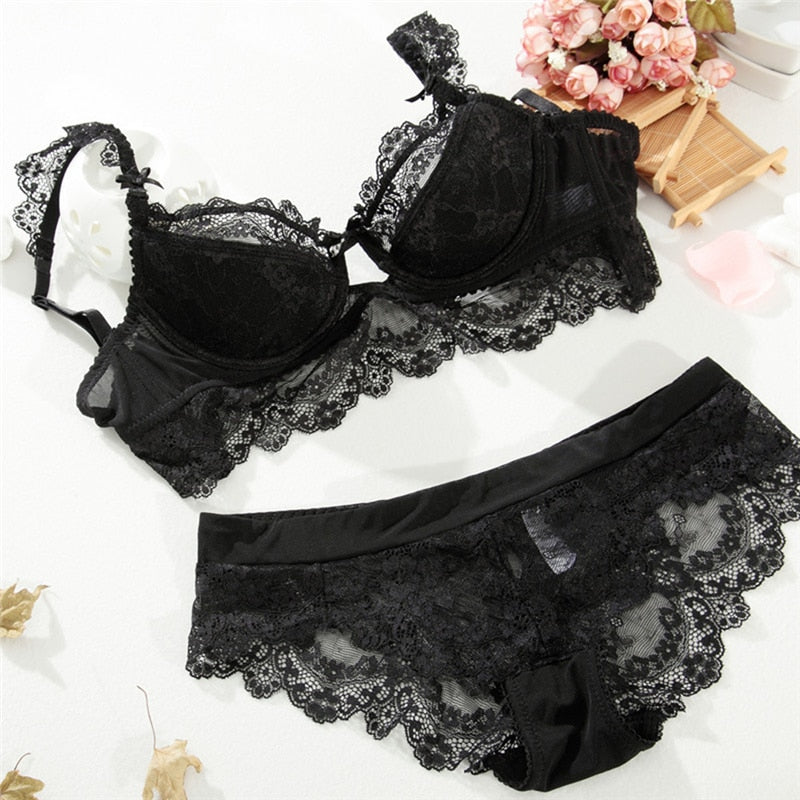 Teaser Style Lace Breathable Bra With Matching Panties
