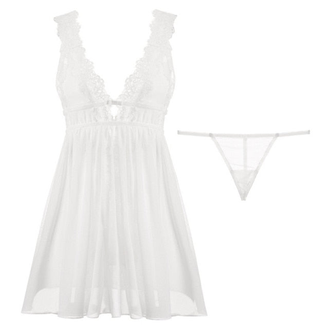Deep-V Sexy Lace Nightgown