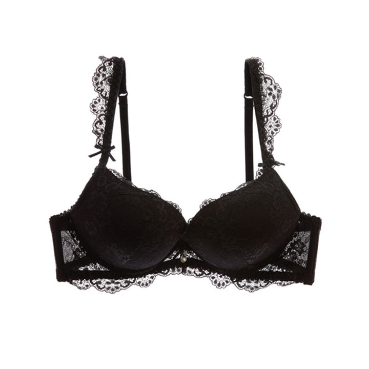 Comfortable Slight Push Up Bra With Dainty Cloud-Shaped Lace and Matching Panty