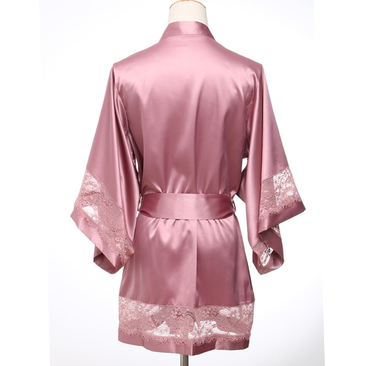 Luxury Enticing Sleeping Robe With Fine Lace Hem