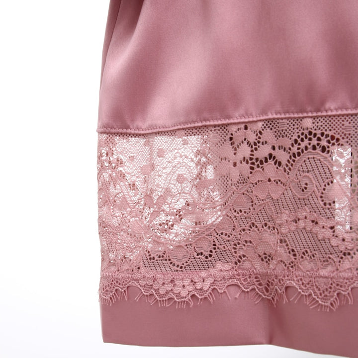Luxury Enticing Sleeping Robe With Fine Lace Hem