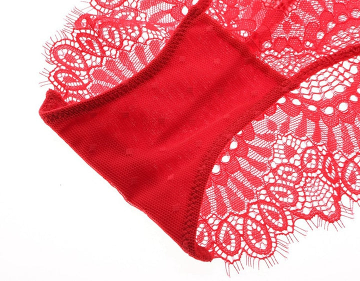 Ornate Bra and Panty Set With Translucent Lace