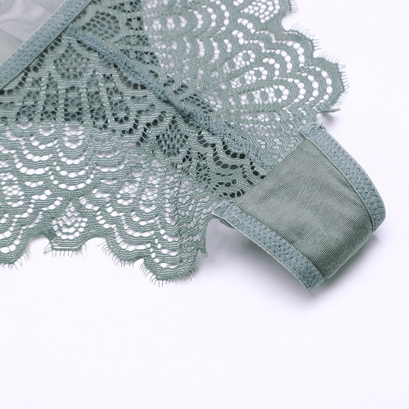 Sexy Floral Push-Up Bustier with 3/4 Cup, Matching Thongs and Garter Straps