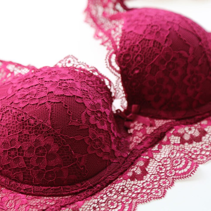 Deep-V Lacy Midriff Brassiere with Matching Panty
