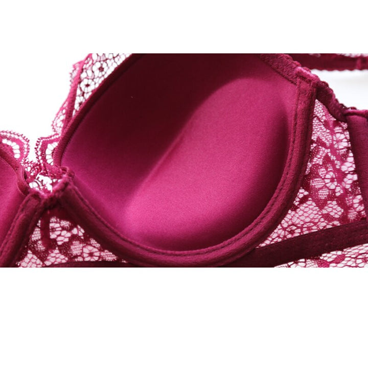 Deep-V Lacy Midriff Brassiere with Matching Panty