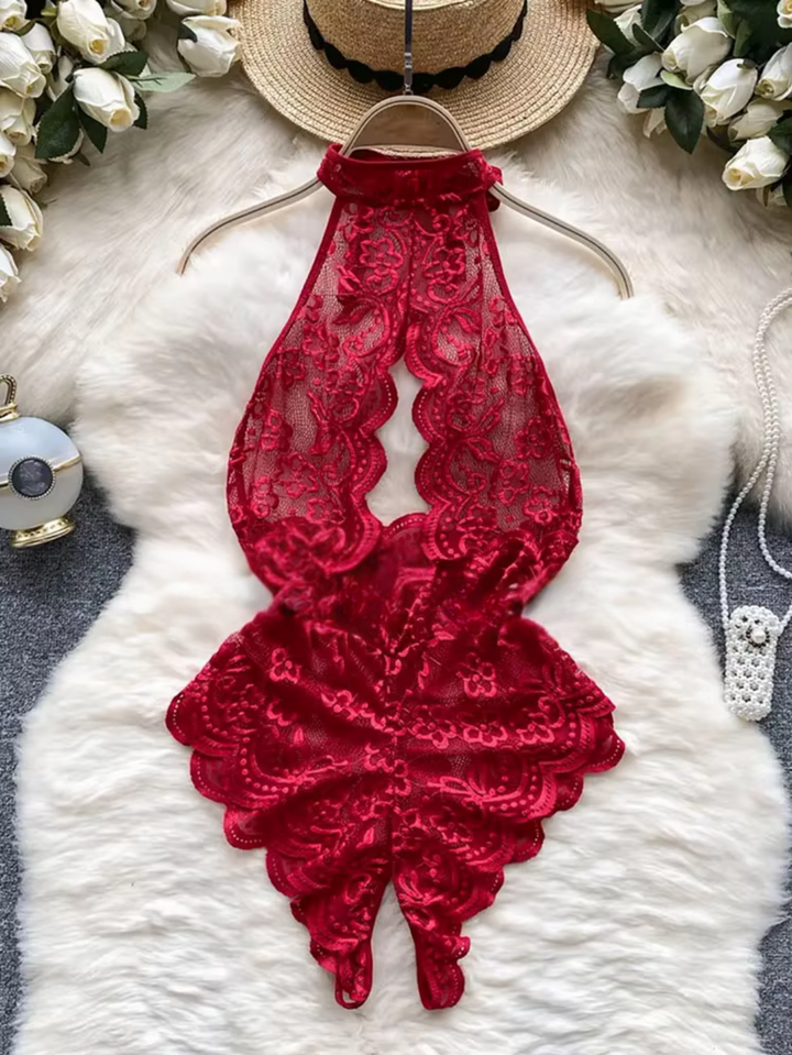 Fantasy Open Lace Crotchless Bodysuit