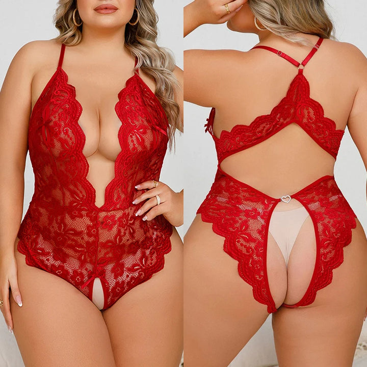 Vivid Deep-V Crotchless Bodysuit