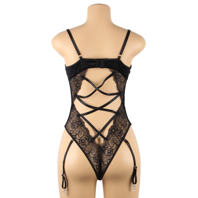 Obsession Dreams Lace Deep-V Bodysuit