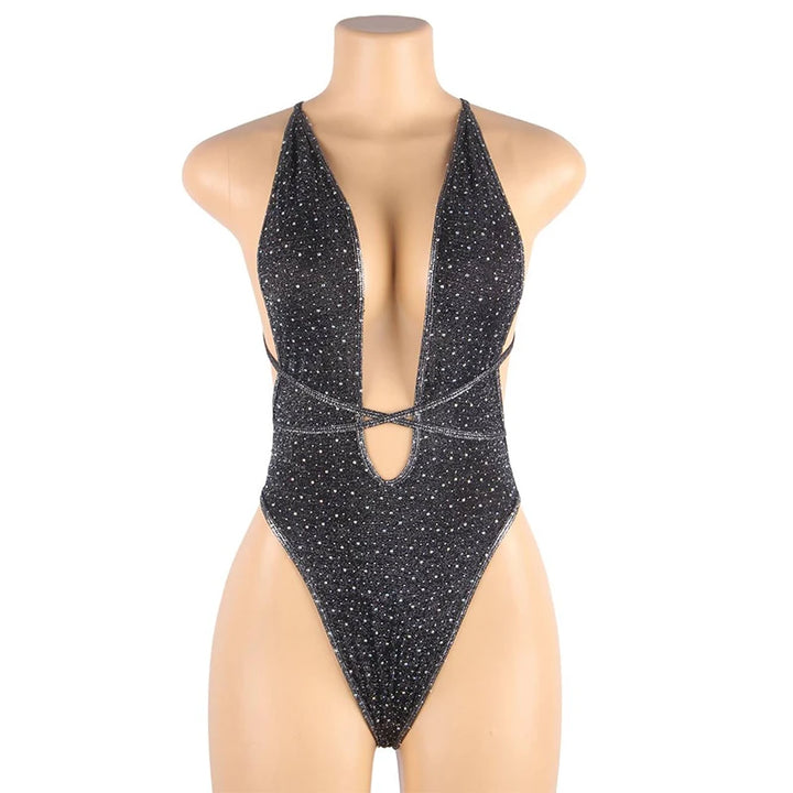 Starlight Rhinestoned Fantasy Deep V Bodysuit