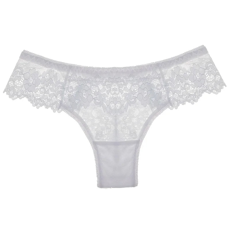 Sheer Embroidered Floral Low-Waist Thong