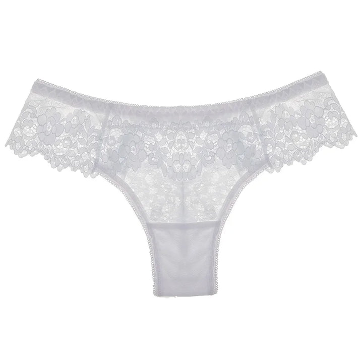 Sheer Embroidered Floral Low-Waist Thong