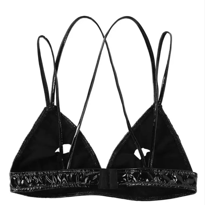 Leatherette Plunge Bralette