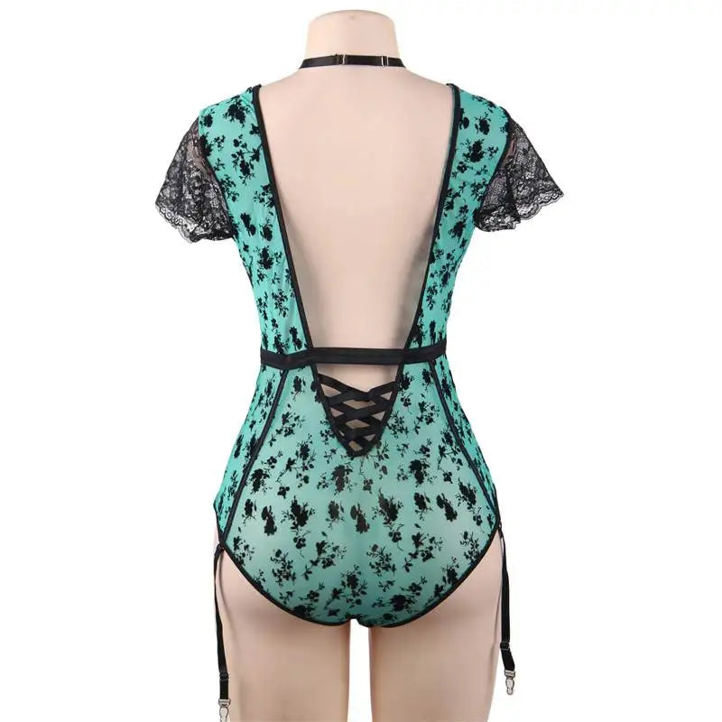 Divine Siren Translucent Floral Deep-V Bodysuit