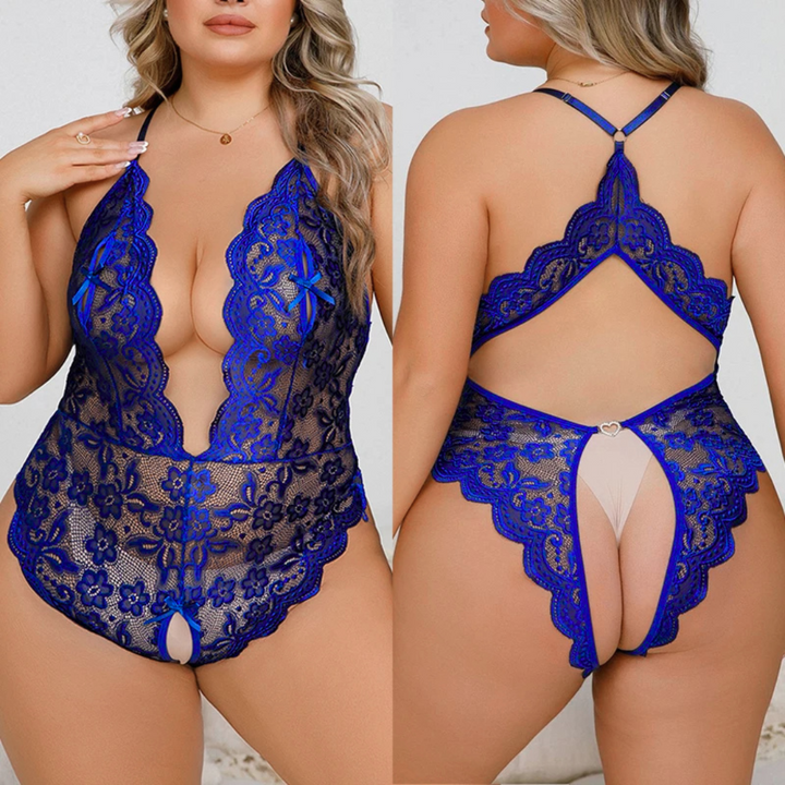 Vivid Deep-V Crotchless Bodysuit