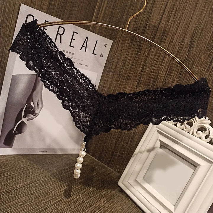 Pearl Elegance Lace Thong