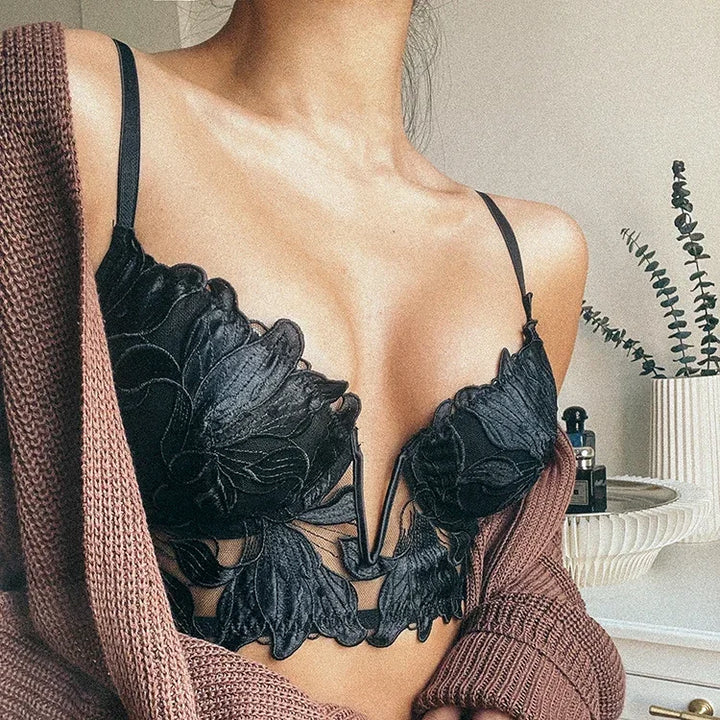 French Lace Floral Lingerie Set