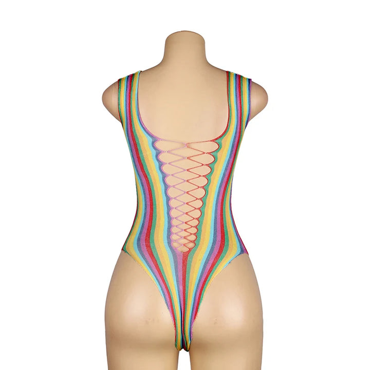 Enchanted Rainbow Fishnet Bodysuit