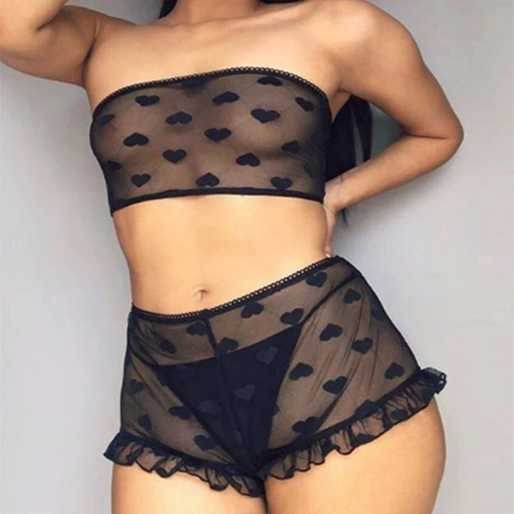 Midnight Hearts Lace Set