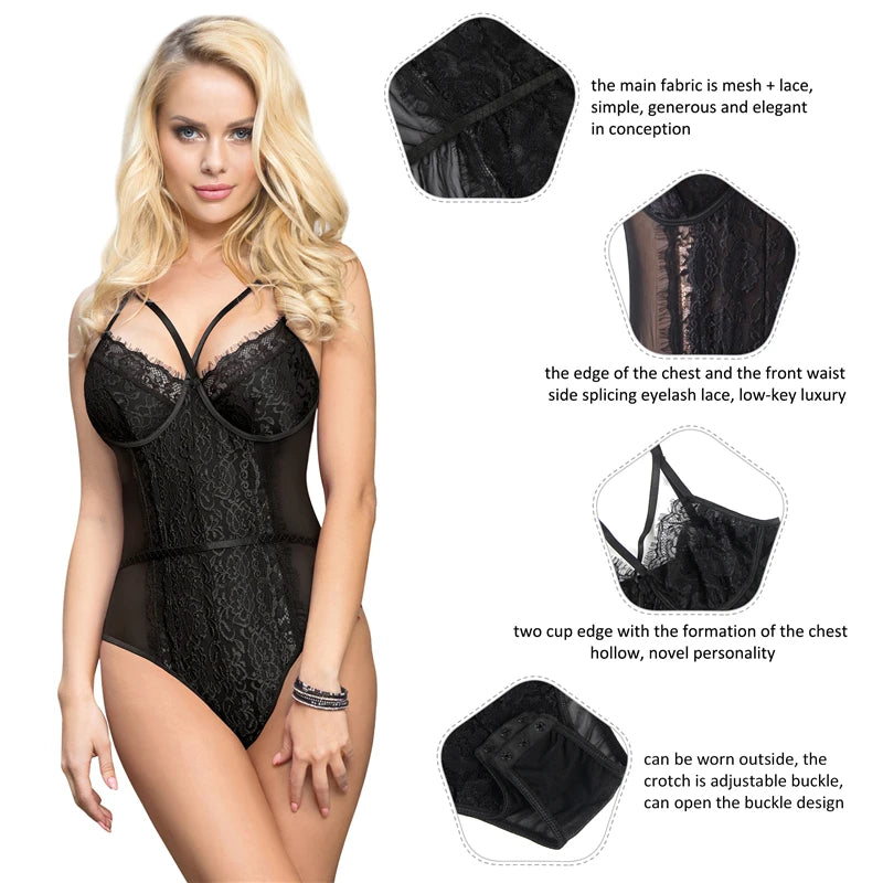 Seduction Reverie Eyelash Lacy Bodysuit