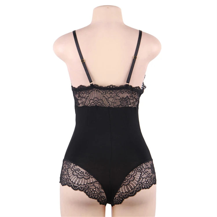 Graceful Lace Deep-V Bodysuit