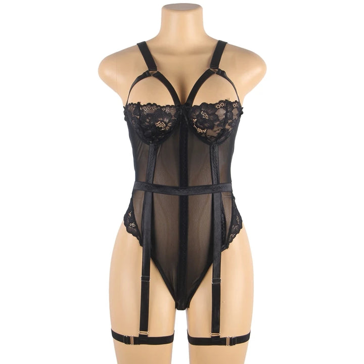 Eyelash Strappy Corset Style Bodysuit