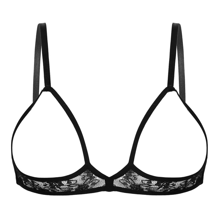 Sheer Seductive Floral Lace Open Cup Bra