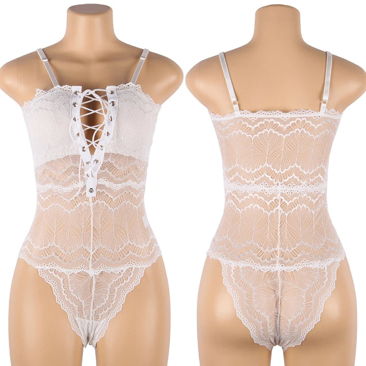 Goddess Glow Lace-up Translucent Bodysuit