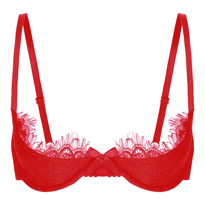 Bowknot Lace Open Half Cup Bra