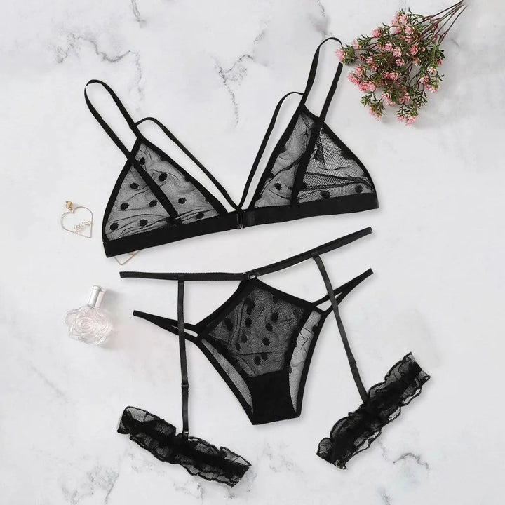 Polka Dot Noir Lace Set