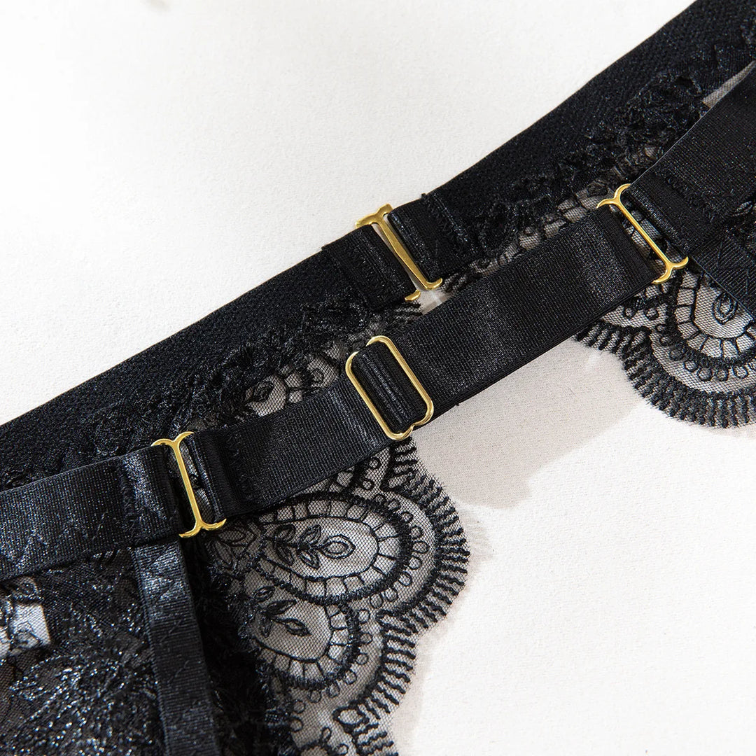 Noir Desire Garter Lingerie Set