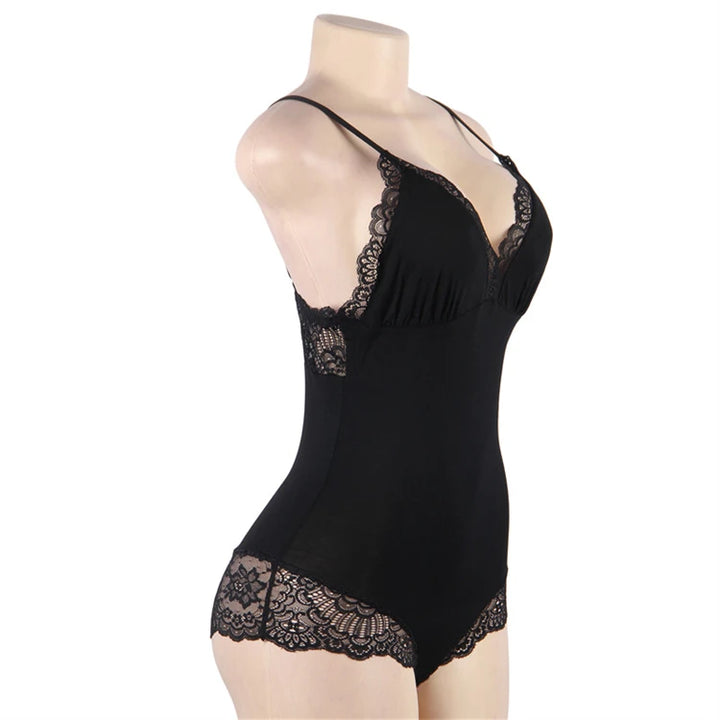 Graceful Lace Deep-V Bodysuit