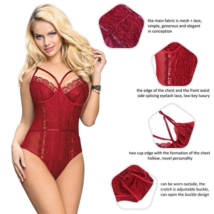 Seduction Reverie Eyelash Lacy Bodysuit