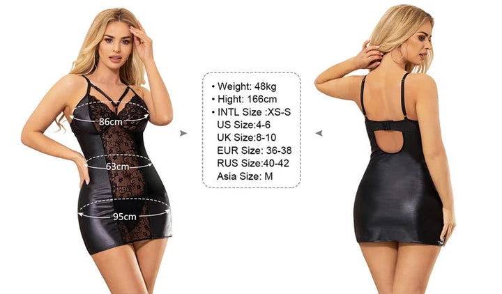 Curvy Delight Translucent Eyelash Mini Dress (PU Leather)