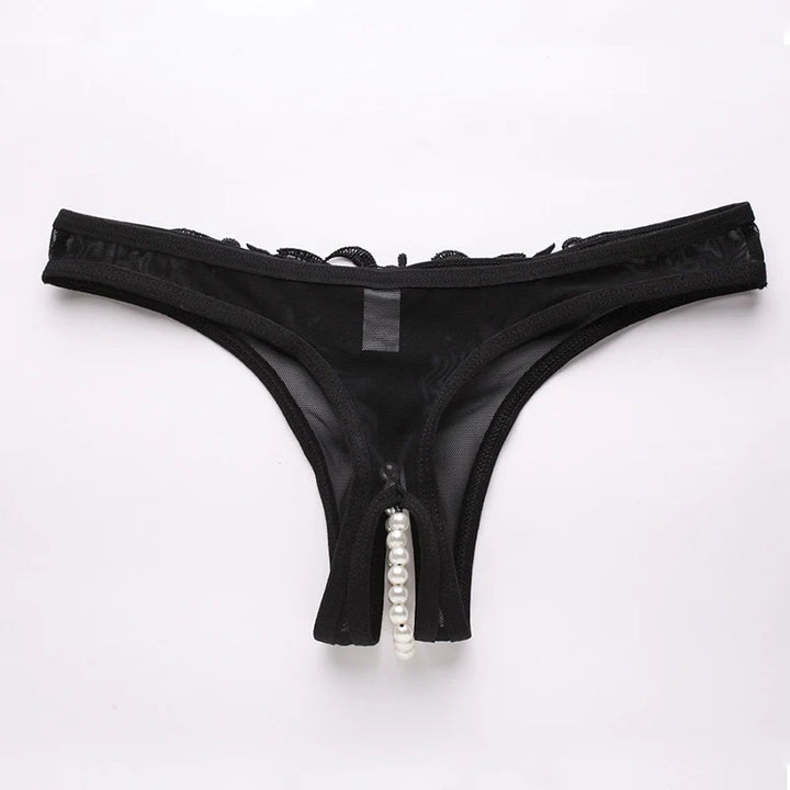 Pearly Mesh Crotchless Thong