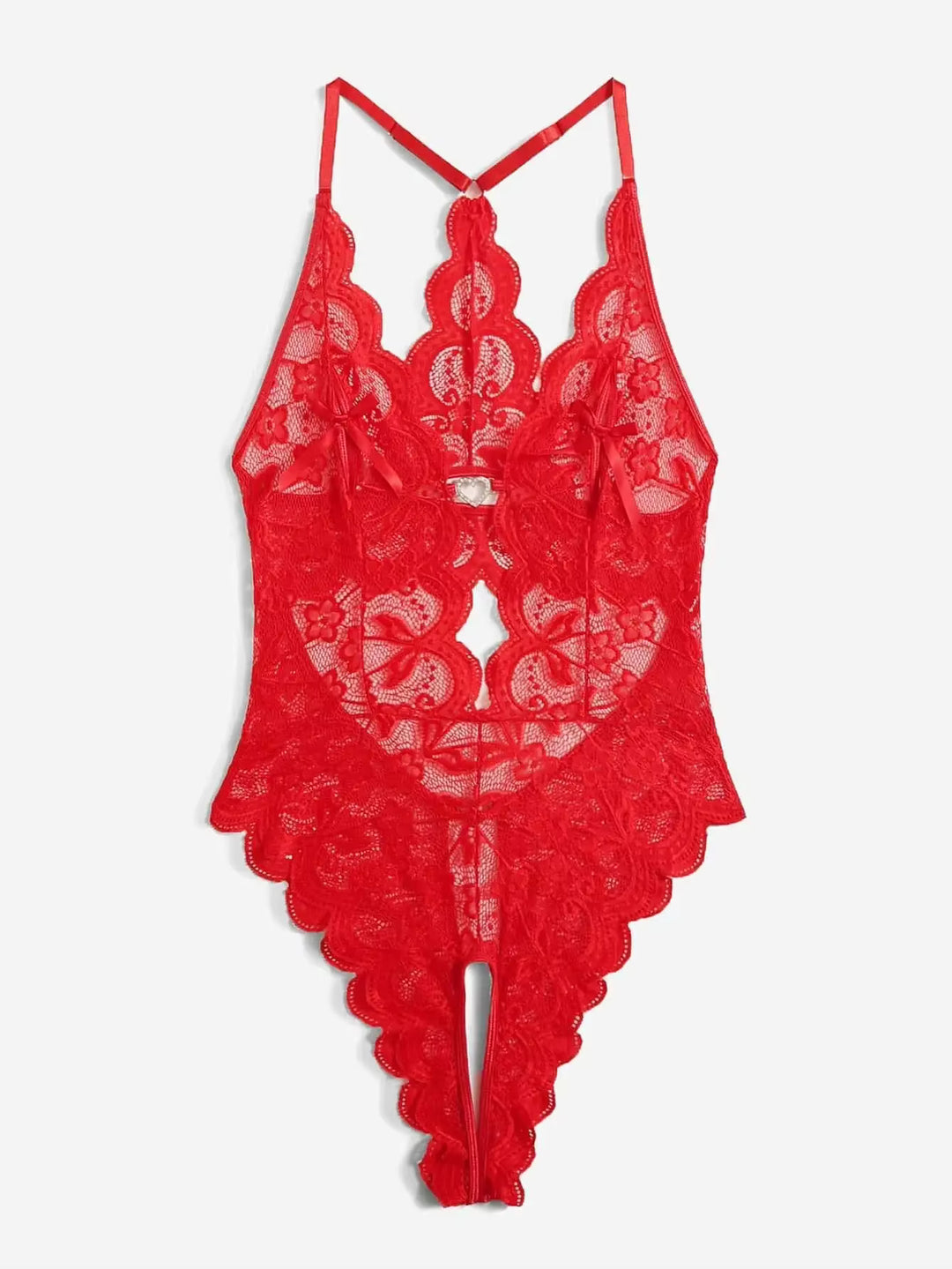 Midnight Allure Lace Halter Crotchless Bodysuit